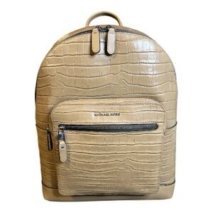 MICHAEL KORS Hudson Crocodile Embossed Leather Commuter Backpack - Natural NWT
